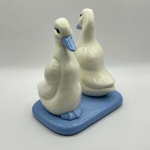 Vintage Ceramic Geese Figurines Duck Decor Blue Base Bird Lover Gift‎